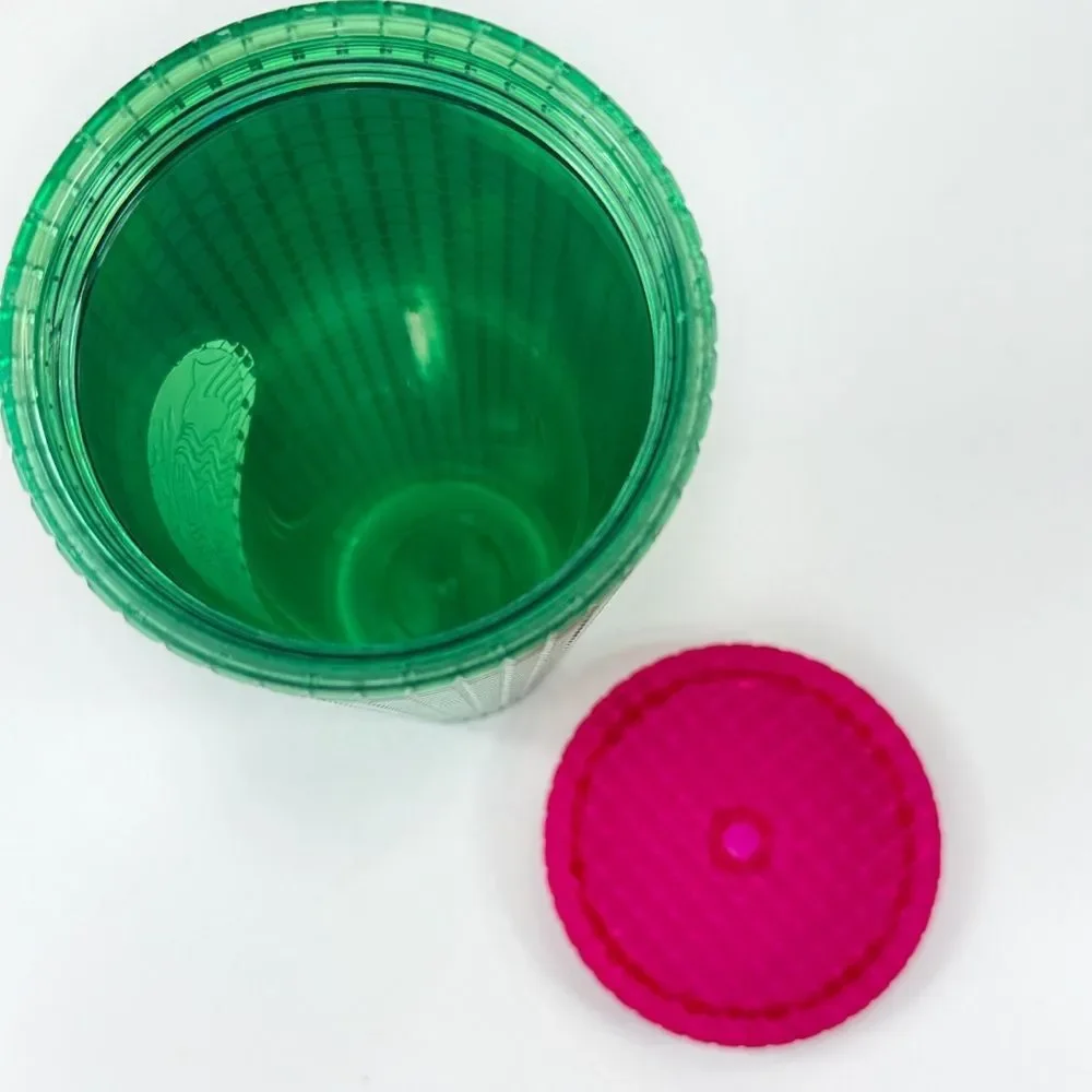 Starbucks 2023‎ Watermelon Grid Cut Acrylic Tumbler Cup Green Pink 24oz Venti